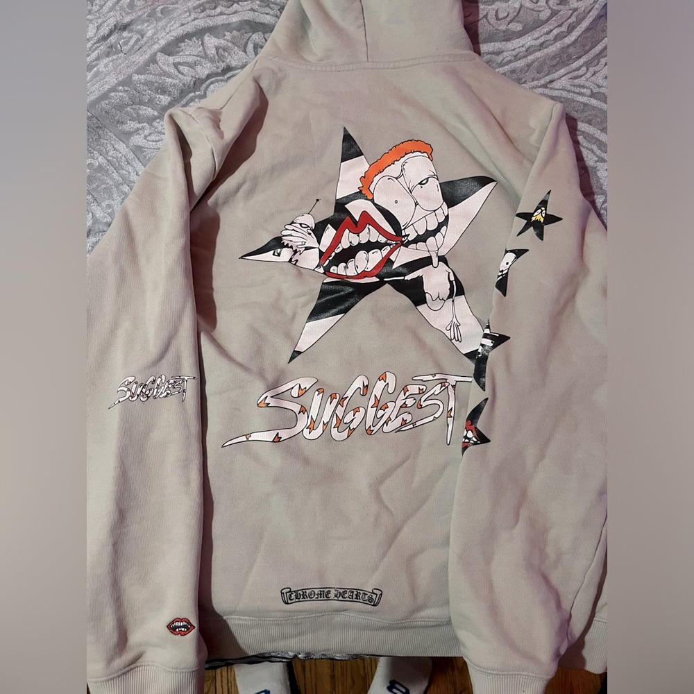 Large Chrome Hearts Matty Boy Suggest Gray Hoodie